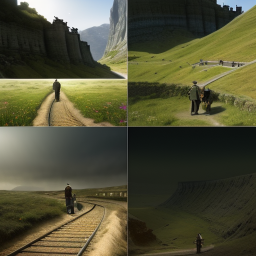 A montage of shots showing Holmes and Bilbo in various scenarios - studying maps, examining tracks, practicing combat - against the sprawling landscapes and diverse terrains of Middle Earth.